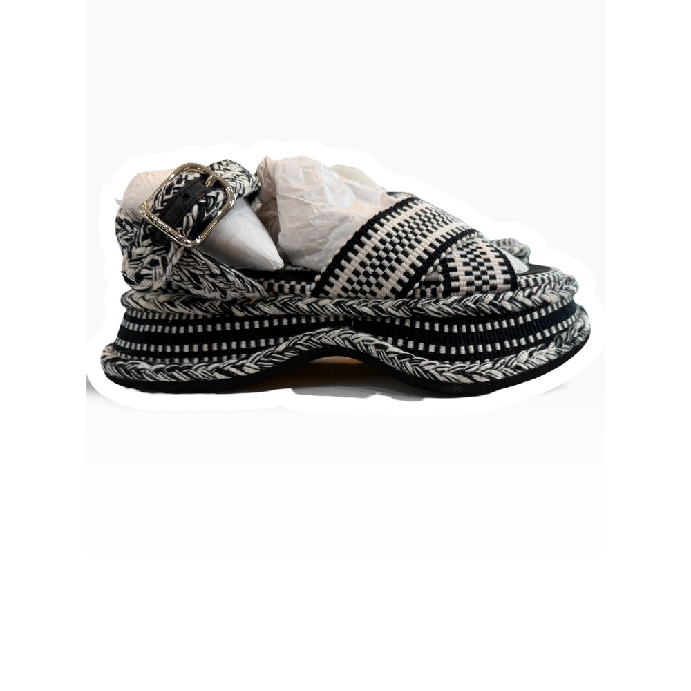 Chloé Meril Platform Sandals Womens 6 EU 36 Black White Woven NIB retails $840 - Picture 9 of 13